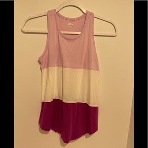 Old Navy Razor Back Tank, Girls size L (10-12), Purple/White Color Block